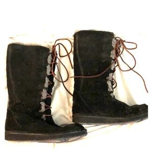 Tall Black Ugg Lace-up Boots